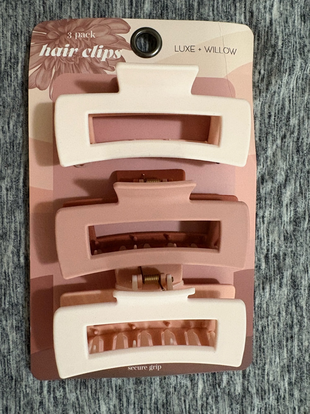 Luxe + Willow Pink & Cream Matte Hair Clip Set - 3 Pack